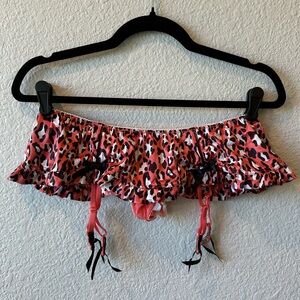 RARE Victoria’s Secret Sexy Little Things Coral Leopard Satin Garter Skirt